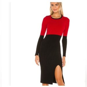 Bailey 44 Lenna Sweater Dress Knit Lipstick Red Colorblock Midi EUC Size Medium